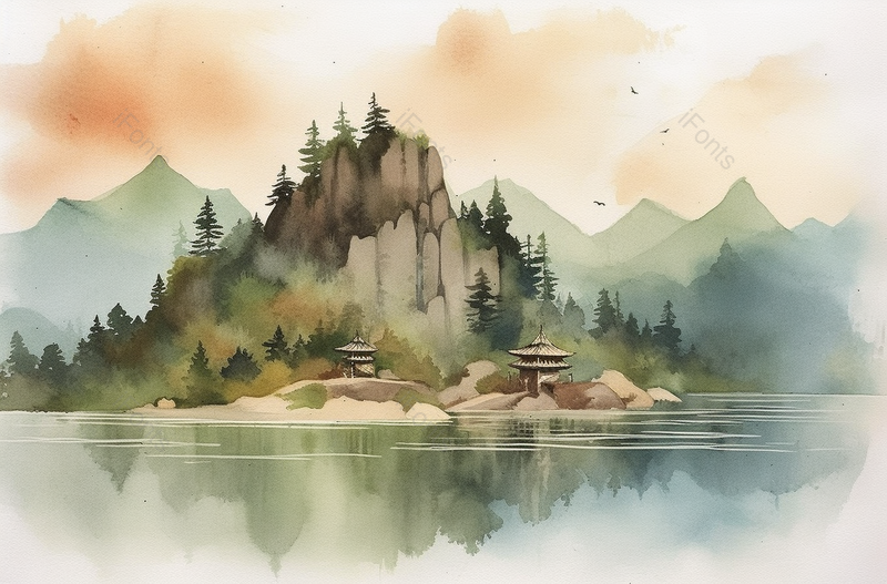 山清水秀新中式古典水墨山水画背景,插画/手绘图,插画/手绘图库,插画/手绘图下载,插画/手绘